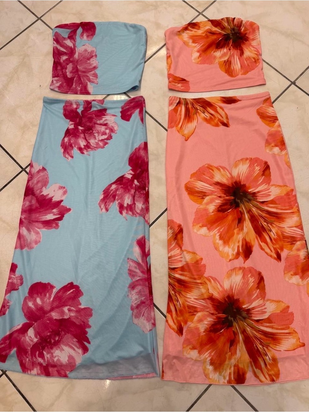 Thirty / Thirty Tween Girl Floral print set - Orange & Blue Bundle